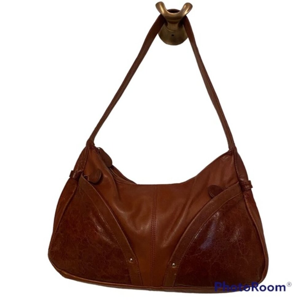 OSGOODE MARLEY BAG SHOULDER BROWN LEATHER SOFT TEXTURED SMOOTH ZIP TOP
